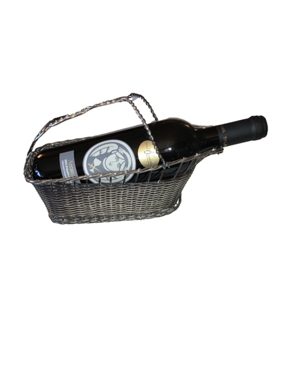 Silver Metal Wine Carrier Basket
